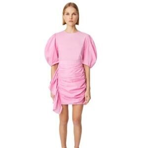 Rhode Pia Pink Puff Sleeve Ruched Skirt Dress Size 10